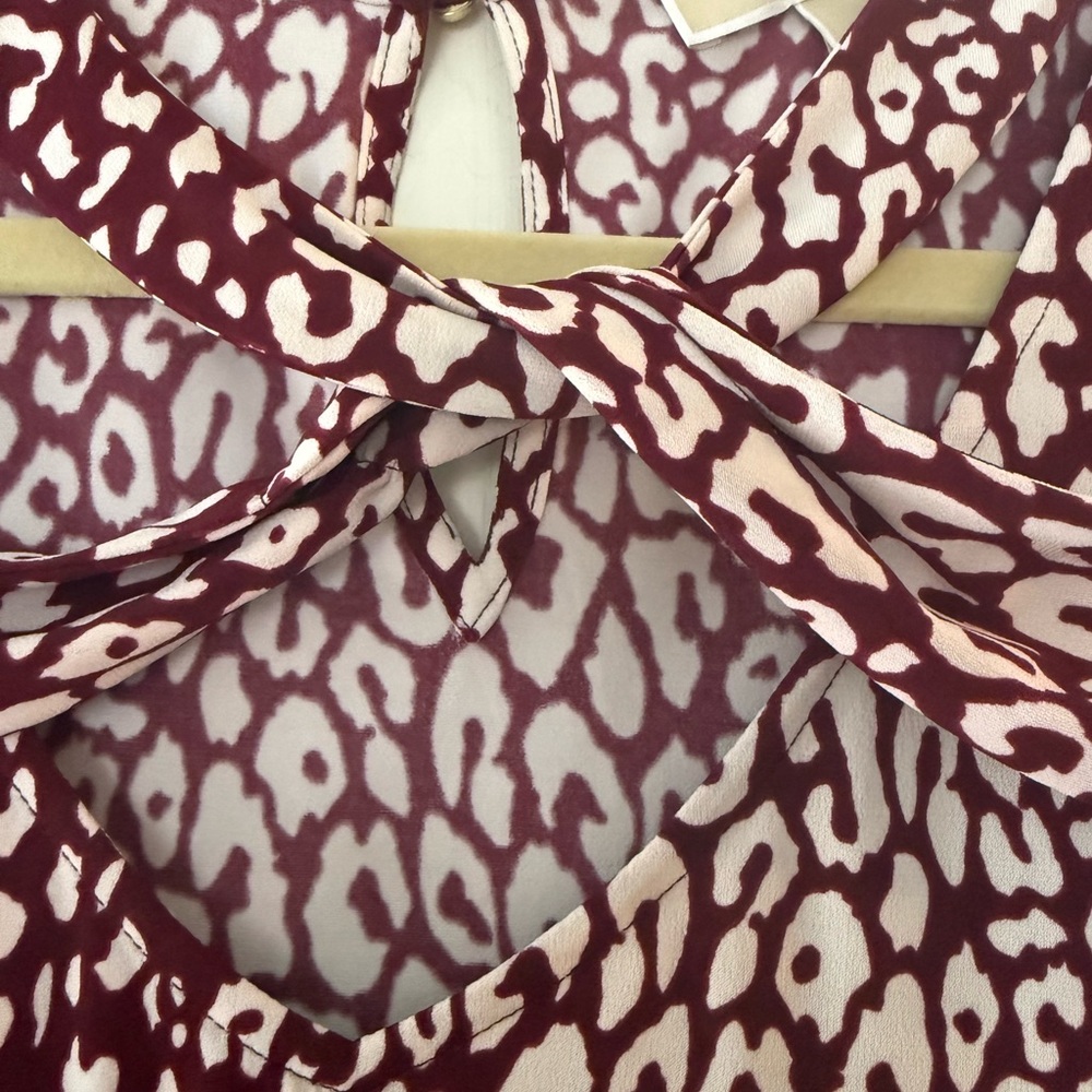 MICHAEL Michael Kors Burgundy and White Animal-Print Long-Sleeve Tops - Picture 2 of 7